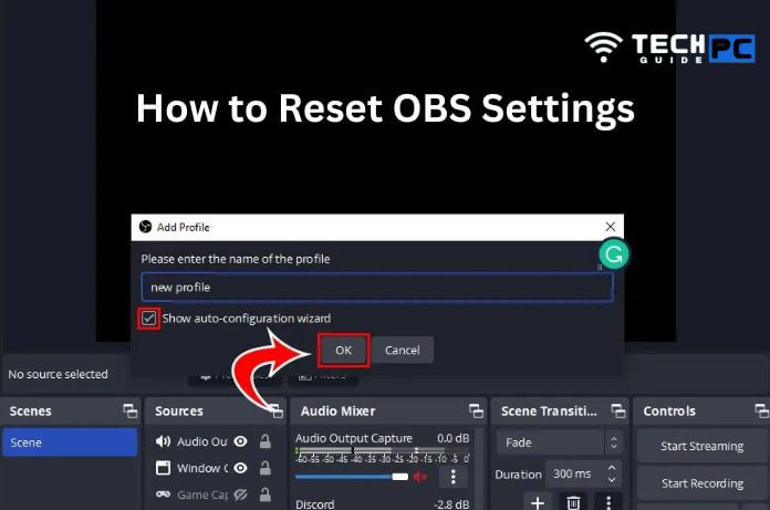 how to reset obs settings